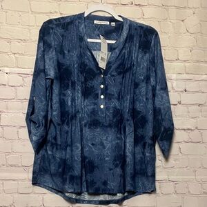 Notations Blue Tie-Dye Tunic Top